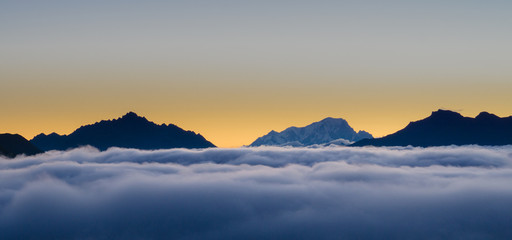 Sea of clouds on Mt Blanc
