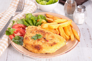 grilled chicken with french fries