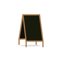 Menu black chalk board vector.Wooden stand .