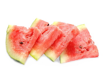 Fresh watermelon slices isolated on white background