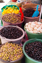 assorted olives on market in morocco