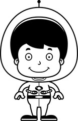Cartoon Smiling Spaceman Boy