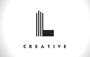 L Logo Letter With Black Lines Design. Line Letter Vector Illustration