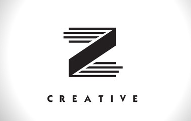 Z Logo Letter With Black Lines Design. Line Letter Vector Illustration - obrazy, fototapety, plakaty