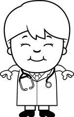 Smiling Cartoon Child Doctor