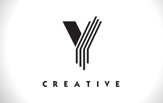 Y Logo Letter With Black Lines Design. Line Letter Vector Illustration