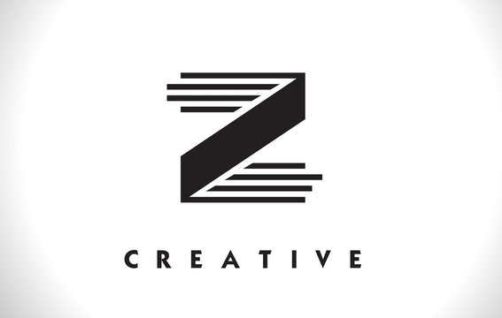 Z Logo Letter With Black Lines Design. Line Letter Vector Illustration