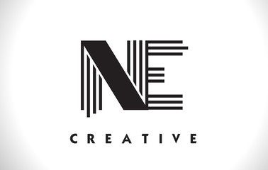 NE Logo Letter With Black Lines Design. Line Letter Vector Illustration