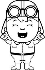 Cartoon Pilot Celebrating