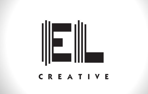 EL Logo Letter With Black Lines Design. Line Letter Vector Illustration