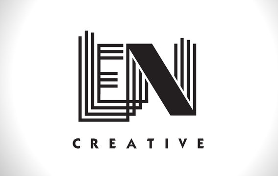 EN Logo Letter With Black Lines Design. Line Letter Vector Illustration