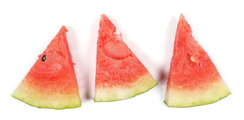 Fresh watermelon slices isolated on white background, top view