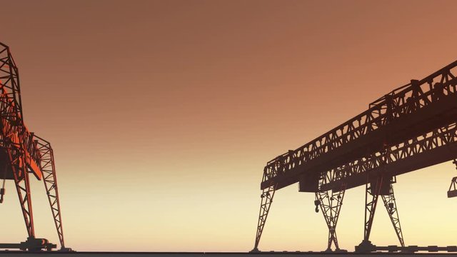 4k Camera motion view of Industrial working crane bridge.