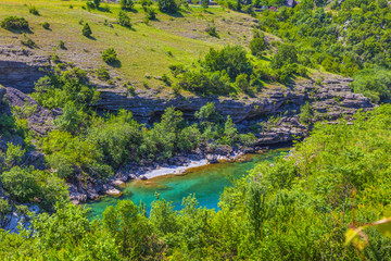 Moraca river canyon, clear water and beautiful landscape, HDR Image.