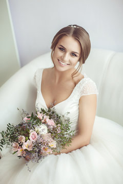 Portrait of a bride with a bouquet