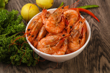 Boiled prawns