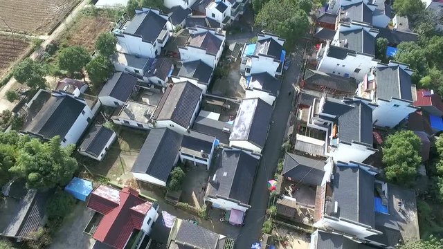 Aerial view of china countryside with mountain，beautiful rual，china