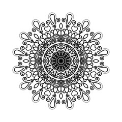 black silhouette flower mandala vintage decorative swirl ornament vector illustration