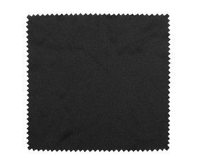 Crumpled black microfiber cloth isolated on white background