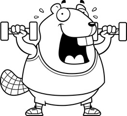 Cartoon Beaver Dumbbells