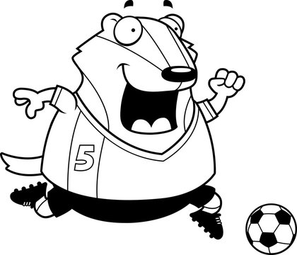 Cartoon Badger Soccer
