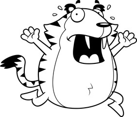 Cartoon Saber-Toothed Tiger Panic