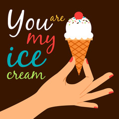 Icecream in hand love poster concept