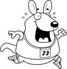 Cartoon Wallaby Running Race