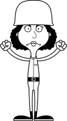 Cartoon Angry Soldier Woman