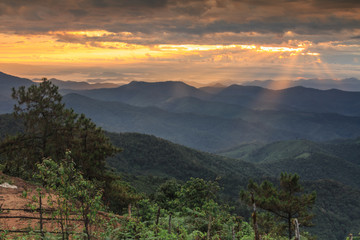 sun light on mountain range