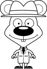 Cartoon Smiling Detective Mouse