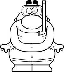 Cartoon Man Snorkeling