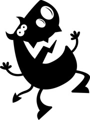 Cartoon Devil Silhouette Jumping