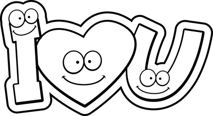 Cartoon I Love U Text