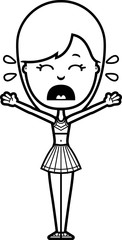 Scared Cartoon Cheerleader