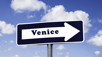 Fototapeta premium Venice road sign arrow.