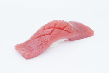 Tuna sushi on white background