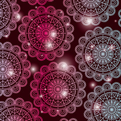 red wine color background with brightness and pattern flower mandala decorative vector illustration