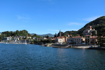 Fototapeta na wymiar Laveno Mombello at Lake Maggiore in summer, Lombardy Italy 