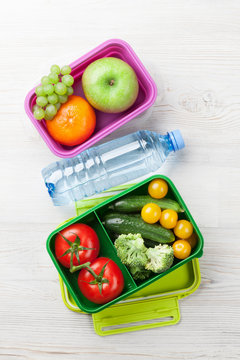 Lunch box with vegetable and fruits