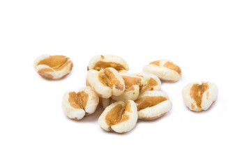 Healthy spelled popcorn isolated on white background