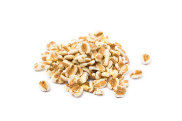 Healthy spelled popcorn isolated on white background