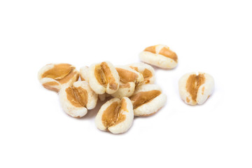 Healthy spelled popcorn isolated on white background