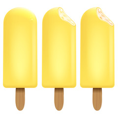 Ice cream lemon set on white background for Your business project. Realistic Snacks for ice cream from milk. Ice lolly. Vector Illustration