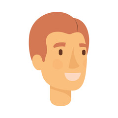 colorful silhouette of man face with light red hairstyle side parted vector illustration