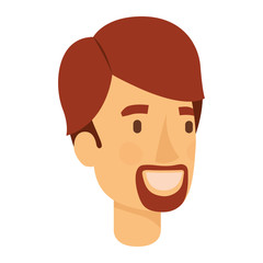 colorful silhouette of man face with red hair and van dyke beard vector illustration