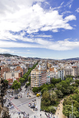 Fototapeta na wymiar View on avenue de Gaudi and plaça de Gaudi from above