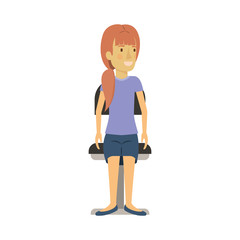 colorful silhouette of woman with ponytail hair and sitting in chair vector illustration