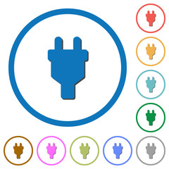 Power connector icons with shadows and outlines