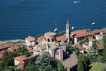 Laveno Mombello at Lake Maggiore in summer, Lombardy Italy
